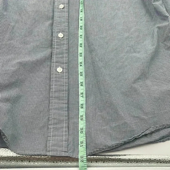J. Crew Men's large 100% Cotton Button Down Shirt Blue White mini check - Picture 4 of 7